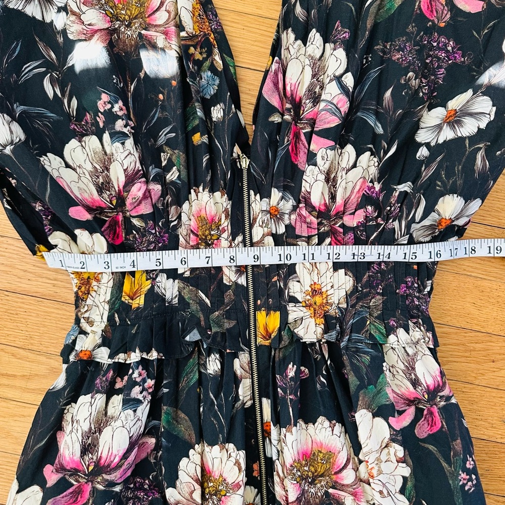 NWT Anthropologie V-Neck Smocked Floral Midi Dress w Zip Front Kentucky Derby - Picture 14 of 16